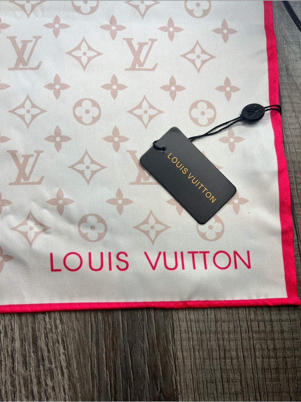 Louis Vuitton Multicolor Floral LV Silk Scarf with Pink Border - Picture 2 of 7
